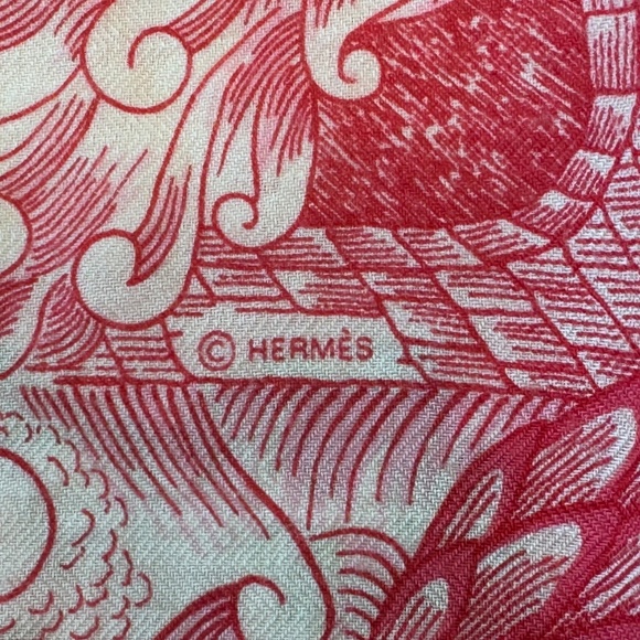 Hermès Pink 140cm Cashmere &  Silk Scarf / Shawl - Cosmographia Universalis - Picture 11 of 16